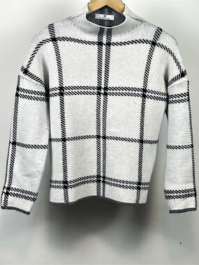 Bird Tree Plaid Mock Neck Sweater (M/L)